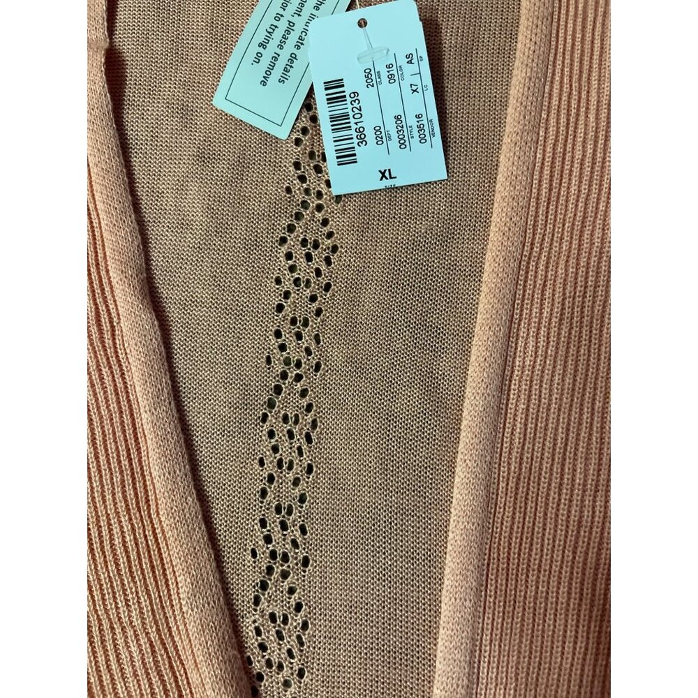 Christopher & Banks Cardigan Womens XL Peach Pink Open Front 3/4 Sleeve NEW - Picture 16 of 16